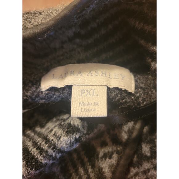 Laura Ashley Gray Black Geometric Open Front Cardigan Sweater Women's Size PXL - Picture 3 of 10